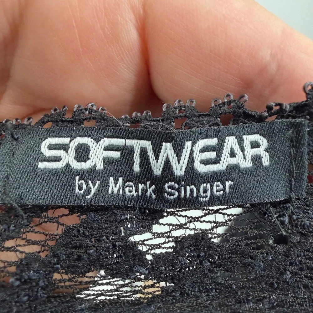 Softwear by Mark Singer Lace Tank Top Sleeveless Floral Black Vintage Style S/M